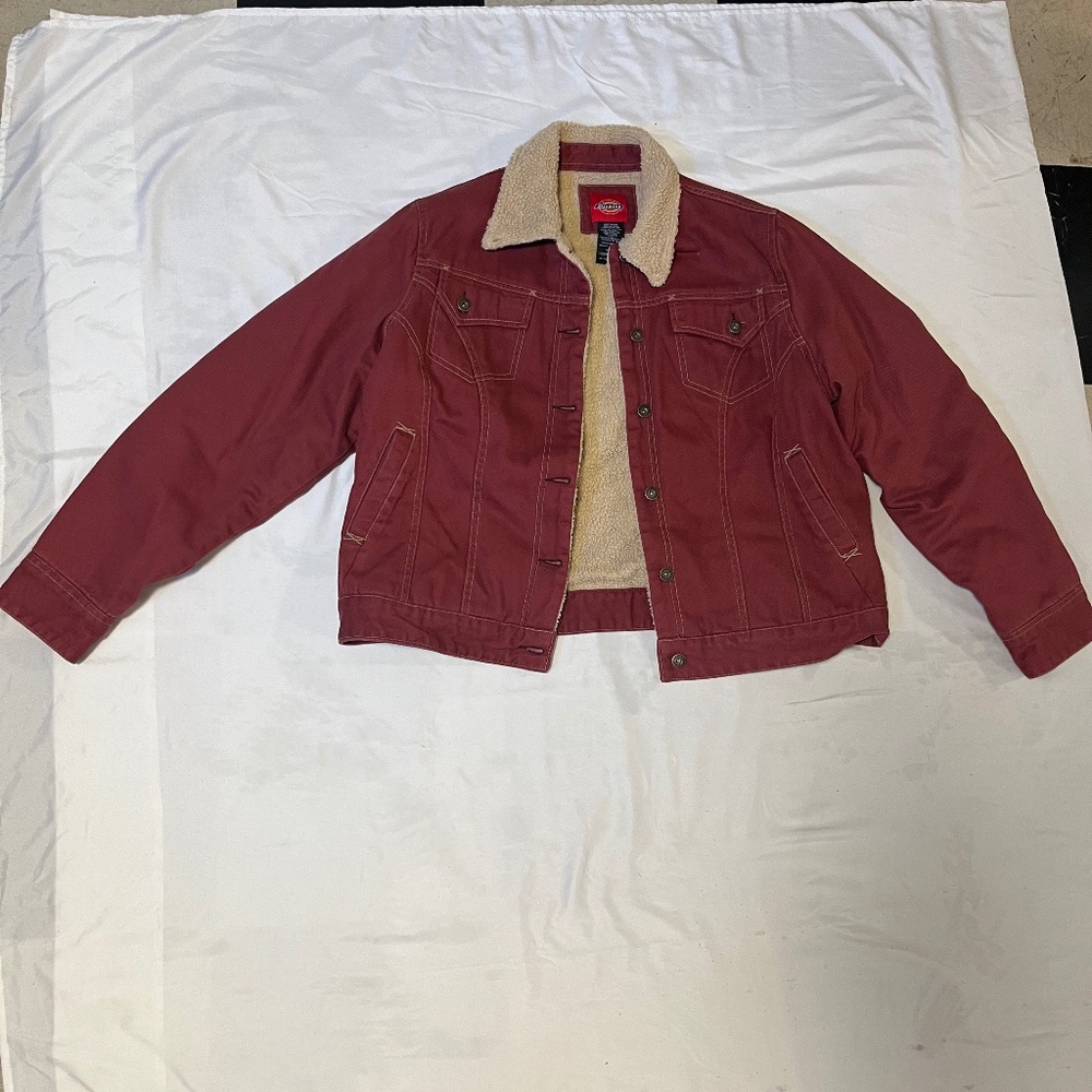 Dickies Red Denim Sherpa Jacket